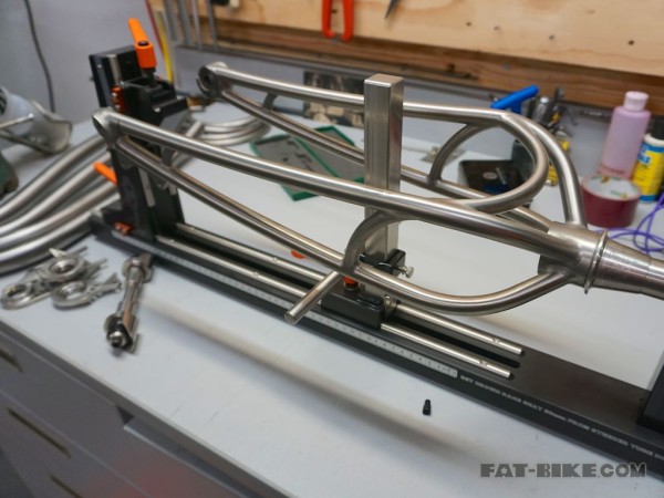 Ti fork in the jig.