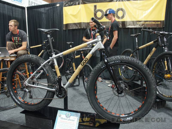 Boo Bicycles showed their new Aluminum/Bamboo fat-bike.