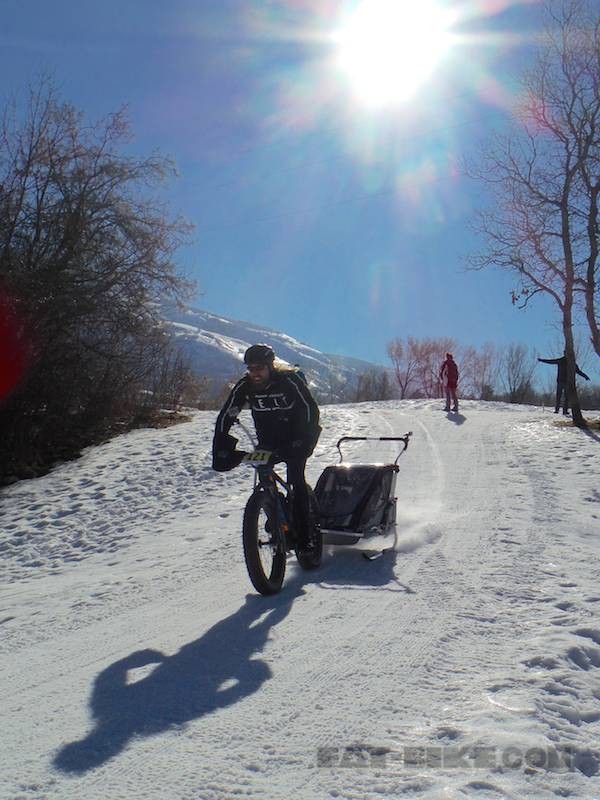 Maybe that sled is the penalty for riding the prototype FELT e-powered fatbike!