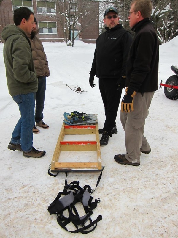 Another human-powered sled with a chest harness.