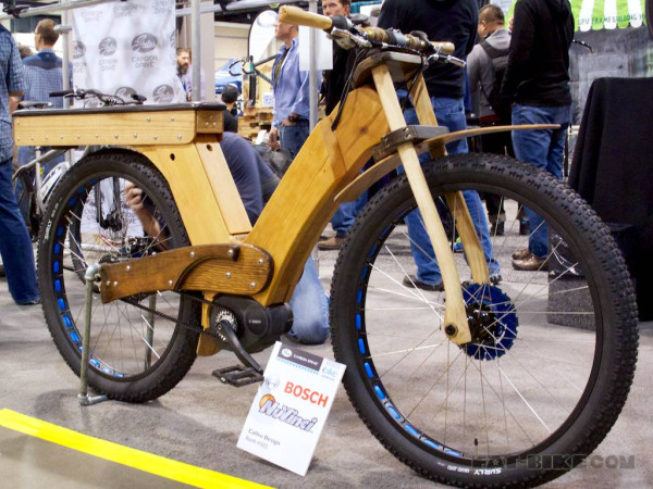 Calfee Designs did this wood 29+ to showcase the Bosch electric pedal assist unit.