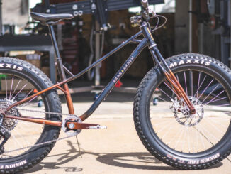 Rare Eart Cycles Sisu fat bike with cat next to it