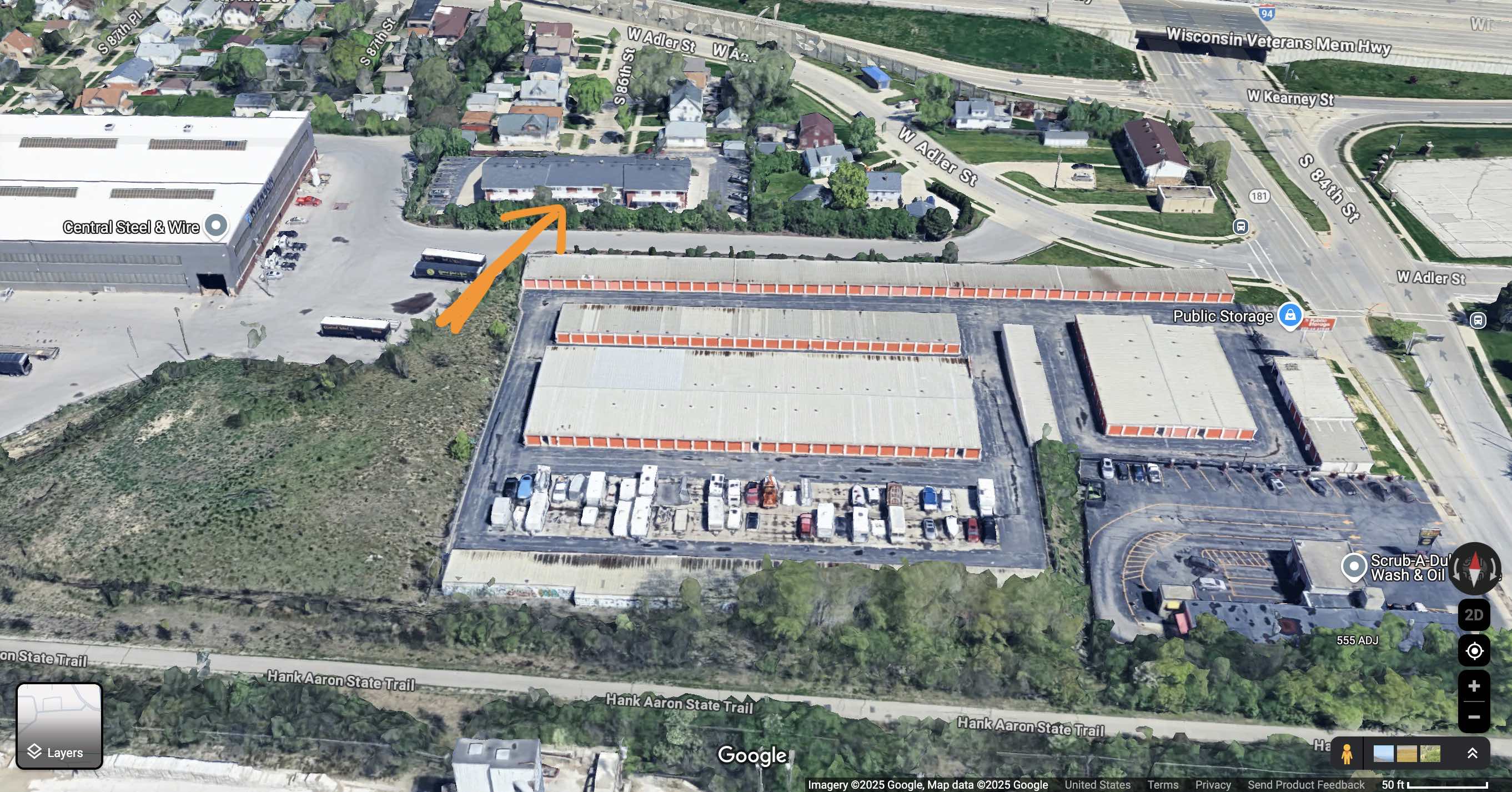 Google earth view of 86th and Adler in Milwaukee